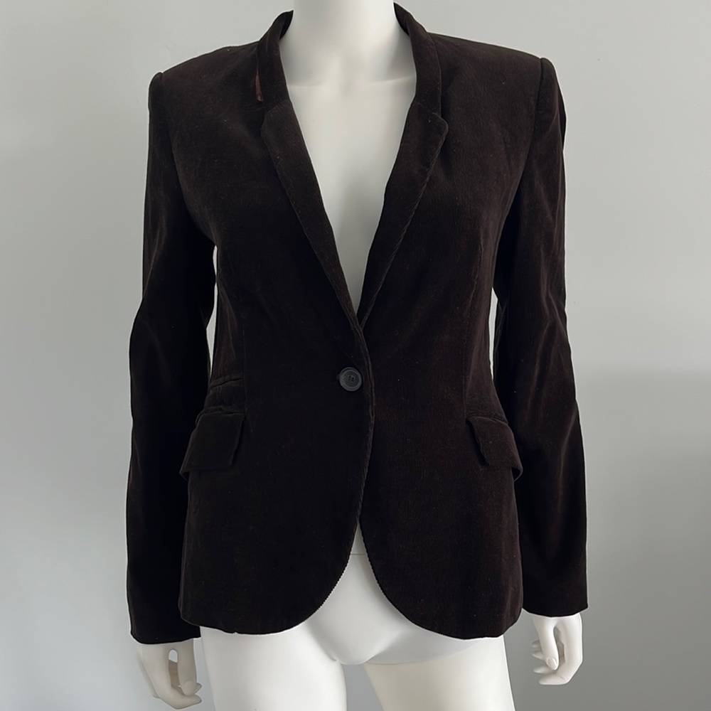 Zara Brown Blazer with Tan Elbow Patches - Picture 2 of 9